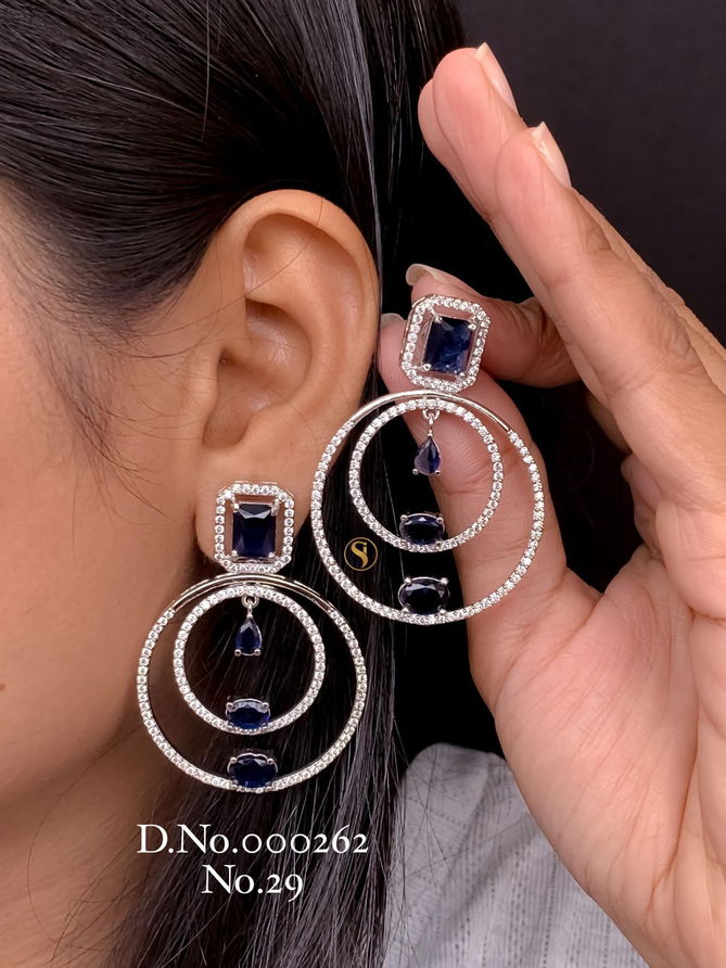 18 AD Diamond Fancy Earrings Wholesale Market In Surat
